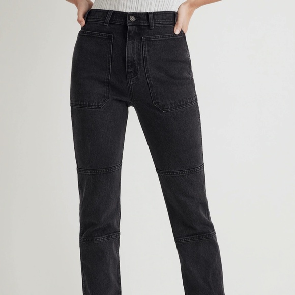 NWT Madewell 90s Straight Cargo Jean Black Utility Pockets High Rise (Size 25) - Picture 4 of 10